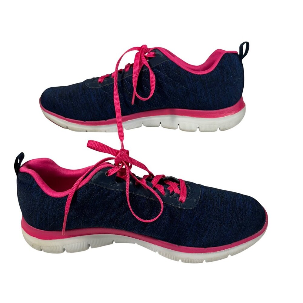 Skechers Womens Flex Sole 2.0 Navy Pink Athletic Shoes Sz 9 Memory Foam Comfort - Picture 2 of 13